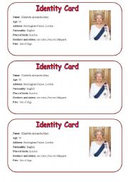 English Worksheet: pairwork ID cards