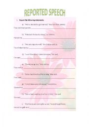 English Worksheet: Reported speech