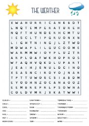 English Worksheet: WORD SEARCH PUZZLE - THE WEATHER