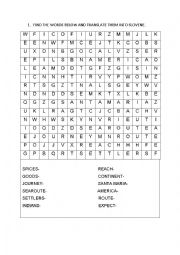 English Worksheet: Christopher Columbus wordsearch