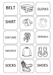 English Worksheet: Memory game Clothes