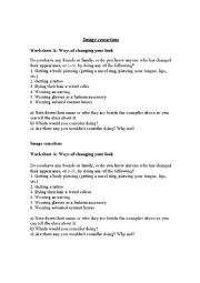 English Worksheet: IMAGE CONSCIOUS