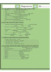 English Worksheet: DIAGNOSTIC TEST