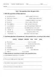 English Worksheet: The Superlative form exercise