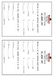 English Worksheet: a/an