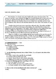 English Worksheet: family past and present exam