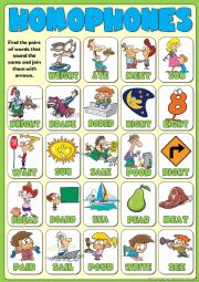 English Worksheet: Homophones