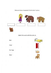 English Worksheet: Simple Goldilocks Worksheet