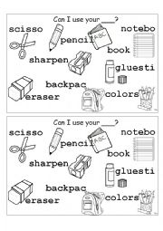 English Worksheet: School supplies