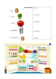 English Worksheet: Whats on the fridge? There is / are practice