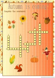 English Worksheet: Autumn crossword