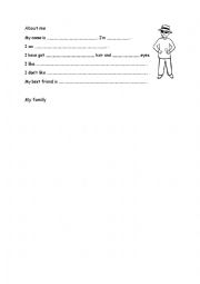 English Worksheet: About me - writing