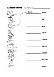 English Worksheet: classroom