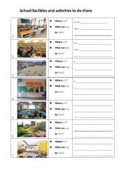 English Worksheet: School facilities and activities to do