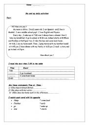 English Worksheet: daily activities