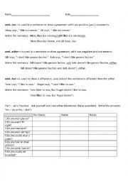 English Worksheet: And..too, And...either, And...but