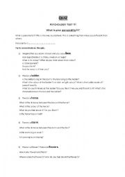 English Worksheet: personality adjectives