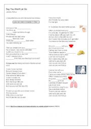 English Worksheet: Say you wont let go