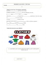 English Worksheet: TEST present continuous and clothes