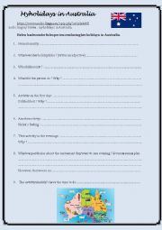 English Worksheet: My Summer Holidays in Australia - Oral Comprehension