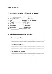 English Worksheet: Have Got/ Has Got