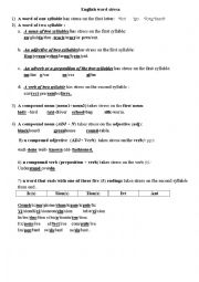 English Worksheet: word stress