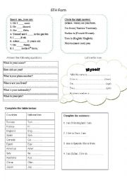 English Worksheet: introduce oneself