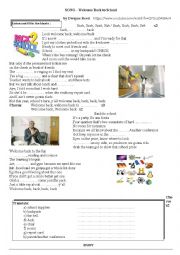 English Worksheet: Song Welcome back to school by Dwayne Reed  + link to videos