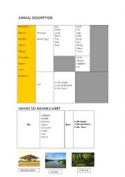 English Worksheet: ANIMAL SCAFFOLDING
