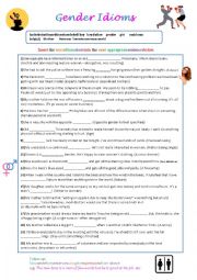 English Worksheet: Idioms about Gender