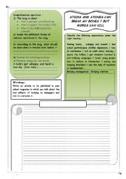 English Worksheet: anti bullying