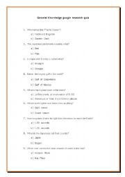 English Worksheet: General knowledge internet research