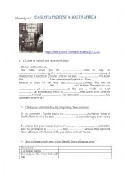 English Worksheet: Gandhis protest in South Africa