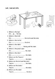 English Worksheet: prepositions of place