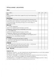 English Worksheet: Comment Peer Evaluation 