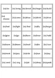 English Worksheet: Bingo Cards for Irregular Verbs Bingo