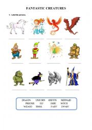 English Worksheet: FANTASTIC CREATURES