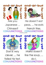 English Worksheet: Coordinating Conjunctions Flash Cards 9-16