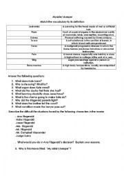 English Worksheet: My sisters keeper