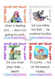 English Worksheet: Coordinating Conjunctions Flash Cards 49-64