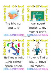 English Worksheet: Coordinating Conjunctions Flash Cards 65-70 plus rules card, special Switcit cards and complete answer keys.
