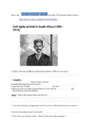 English Worksheet: Gandhis speech on non violence in South Africa 
