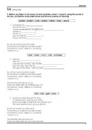 English Worksheet: Song Activity US - James Bay