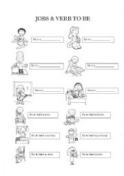 English Worksheet: JOBS & TO BE