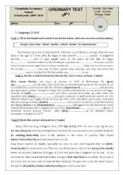 English Worksheet: ordinary test