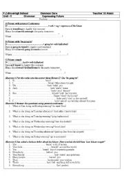 English Worksheet: Expressing The Future