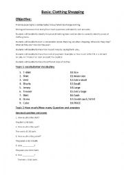 English Worksheet: cloth shopping