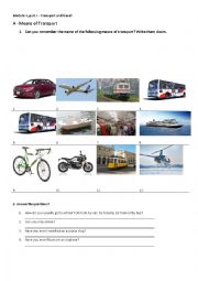 English Worksheet: Means of transport