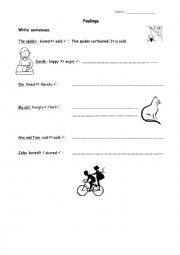English Worksheet: Feelings + verb TO BE