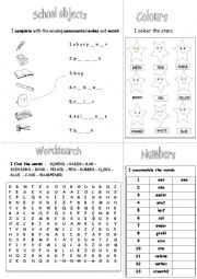 School Objects + Colors + Numbers all in one 